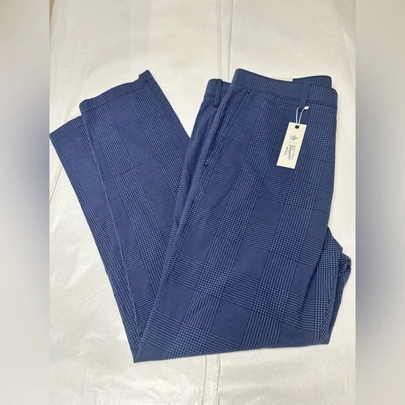 NWT;Penguin TECH KNIT CHINO PANT Blue Checkered 💥